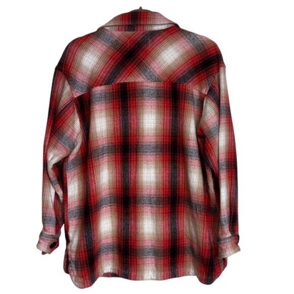 Lucky Brand Women’s Medium Plaid Unisex Red Black Plaid Jacket Autumn - Picture 2 of 10